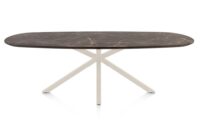 Caletta, eetkamertafel ovaal 240 x 105 cm. - HPL Primo Laminato blad - centrale kruispoot cr&egrave;me - Marble brown