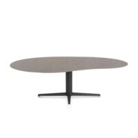 Saluti, eetkamertafel organisch 240 X 120 cm. - centrale teenpoot - rough off black - Lava