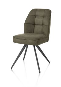 Bell, chaise - piétement graphite - confort ressorts - tissu Calabria - vert mousse - Image 2