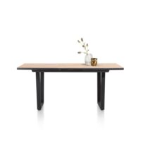 Avalox, table de bar &agrave; rallonge 160 (+ 50) x 98 cm - couleur oak natural vintage - V pied