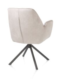 Bell, chaise à accoudoirs - piétement tubulaire graphite - pivotante - confort ressorts - tissu Calabria - Caillou - Image 3