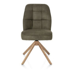 Bell, chaise - piétement aspect chêne - pivotante - confort ressorts - tissu Calabria - vert mousse