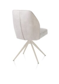 Bell, chaise - piétement crème - pivotante - relax - confort ressorts - combi Calabria/Vada - Caillou - Image 3