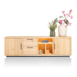 Pavie, buffet 233 cm - 2-portes + 2-tiroirs + 3-niches (+ LED) - natural