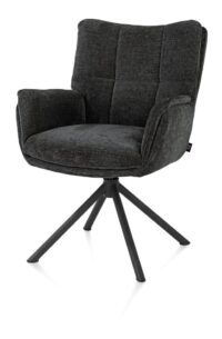 Juna, chaise &agrave; accoudoirs - pi&eacute;tement rough off black - pivotante - tissu Livigno - Image 2