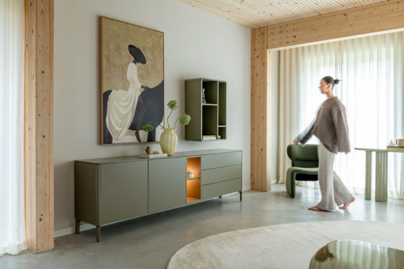 Trentino, Wand-Element 85 Cm. - Mdf Gelakt - Olijf - Afbeelding 3