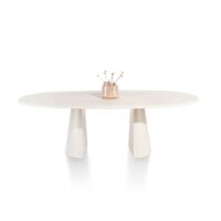 Lund, table ovale 240 x 120 cm. - stone-skin - pied cone - Nebbia