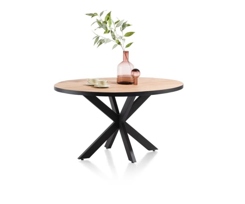 Avalox, Table Ronde 130 X 110 Cm - Couleur Oak Natural Vintage - Centrale Pied - Image 2