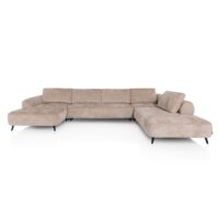 Belluno, canap&eacute; en U &agrave; droite - tissu Derby - Beige