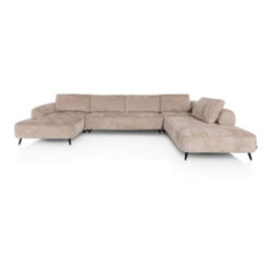 Belluno, canapé en U à droite - tissu Derby - Beige