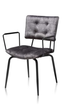 Manou, fauteuil - off black - tissu Karese - Anthracite - Image 2