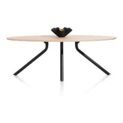Arvada, table 220 x 110 cm. - ellipse - pied central long - natural