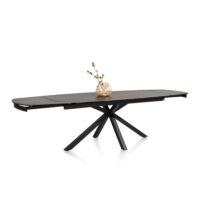 Montello, uitschuiftafel 200 x 100 cm. (+ 2 x 50) - centrale poot - keramiek blad - zwart