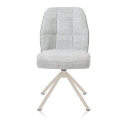 Bell, chaise - piétement tubulaire crème - pivotante - confort ressorts - combi Calabria/Vada - Olive