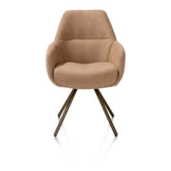 Mavis, chaise &agrave; accoudoirs - pivotante - steelbrown - ressorts ensaches - tissu Cloudy - Jaune ocre