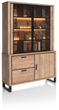 Pavarotti, vitrine 140 cm - 2-portes en verre + 1-porte + 2-tiroirs (+ LED) - Image 2
