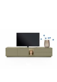Trentino, Lowboard 240 cm. - 2-deuren + 2-laden + 1-niche - mdf gelakt - Olijf - Afbeelding 2