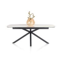 Montello, eetkamertafel 200 x 100 cm - centrale poot - keramiek blad - wit