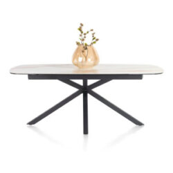 Montello, table 200 x 100 cm - pied central - plateau en ceramique - blanc