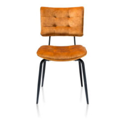 Manou, chaise - off black - tissu Karese - Jaune ocre