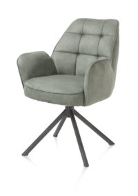 Bell, chaise à accoudoirs - piétement tubulaire graphite - pivotante - confort ressorts - tissu Calabria - Olive - Image 2