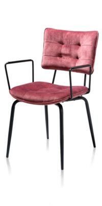 Manou, fauteuil - off black - tissu Karese - Burgundy red - Image 2