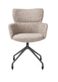 Sage, armstoel + wielen - alu frame in graphiet - stof Luton - koper