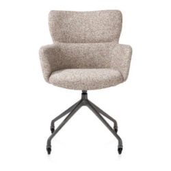 Sage, chaise à accoudoirs + roulettes - pietement aluminium graphite - tissu Luton - cuivre