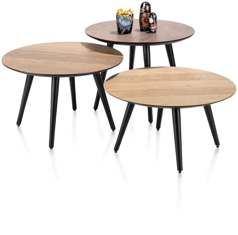 Maze, Salontafel Rond 60 Cm - Hoogte 46 Cm - Roest - Afbeelding 3