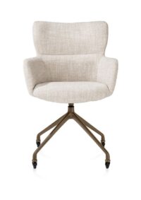 Sage, armstoel + wielen - alu frame in steelbrown - stof Luton - Creme