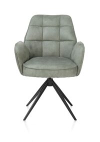 Bell, armstoel - zwart frame - draaibaar - pocket - stof Calabria - Olijf