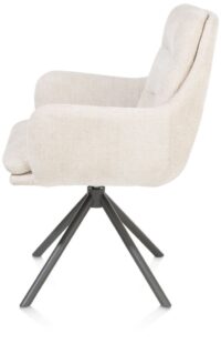 Mia, armstoel - draaibaar - graphiet frame - stof Livigno - Creme - Afbeelding 3