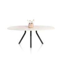 Lund, table ovale 210 x 120 cm. - stone-skin - pied central long - Noir nebbia