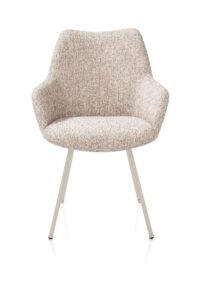Mats, chaise &agrave; accoudoirs - 4 pieds - creme - tissu Luton - Cuivre