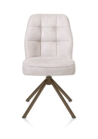 Bell, eetkamerstoel - steelbrown frame recht - draaibaar - pocket - stof Calabria - Kiezel