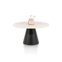 Lund, table ronde 140 cm. - stone-skin - pied cone - Noir nebbia