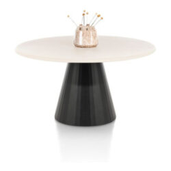 Lund, table ronde 140 cm. - stone-skin - pied cone - Noir nebbia