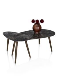 Nyla, Salontafel 2 delig, keramiek antraciet, poot steelbrown - Afbeelding 3