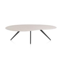 Saluti, eetkamertafel organisch 240 x 120 cm. - 4 poot - rough off black - Light sand