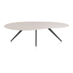 Saluti, table organic 240 x 120 cm. - 4 pieds - rough off black - Light sand
