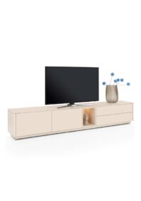 Trentino, Lowboard 270 cm. - 2-deuren + 2-laden + 1-niche - mdf gelakt - Creme - Afbeelding 3