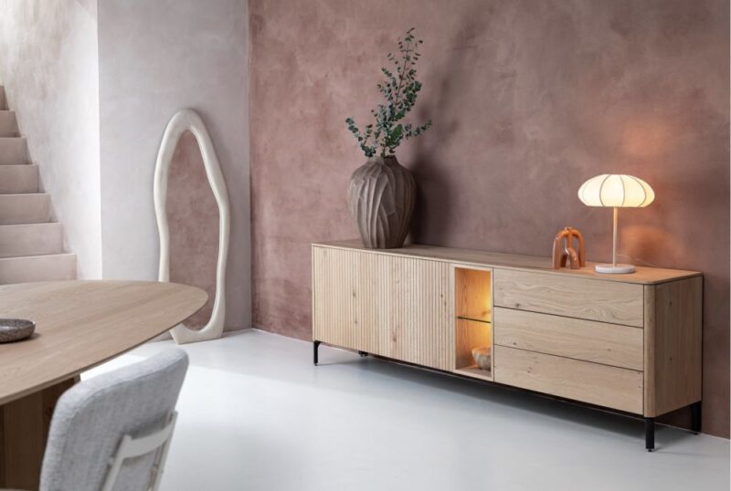 Trenton, Dressoir 240 Cm. - 2-Deuren + 3-Laden + 2-Niches - Natural - Afbeelding 3
