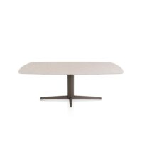 Saluti, eetkamertafel ovaal 210 X 105 cm. - centrale teenpoot - steelbrown - Light sand