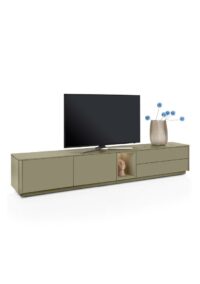Trentino, Lowboard 270 cm. - 2-deuren + 2-laden + 1-niche - mdf gelakt - Olijf - Afbeelding 3