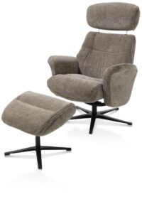 Lazaro, relaxfauteuil met poef - stof Livigno - bruin - Afbeelding 2