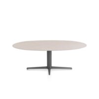 Saluti, eetkamertafel ellips 210 X 105 cm. - centrale teenpoot - grafiet - Light sand