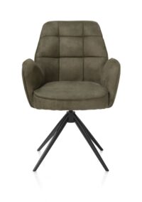 Bell, armstoel - zwart frame - draaibaar - pocket - stof Calabria - mosgroen