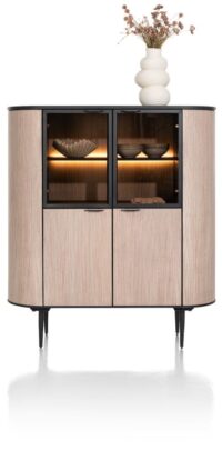 Aramon, armoire 125 cm. - 2-portes + 2-portes en verre (+ LED)