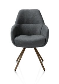 Mavis, chaise &agrave; accoudoirs - pivotante - steelbrown - ressorts ensaches - tissu Cloudy - Anthracite