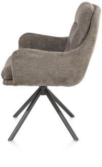 Mia, armstoel - draaibaar - graphiet frame - stof Livigno - bruin - Afbeelding 3